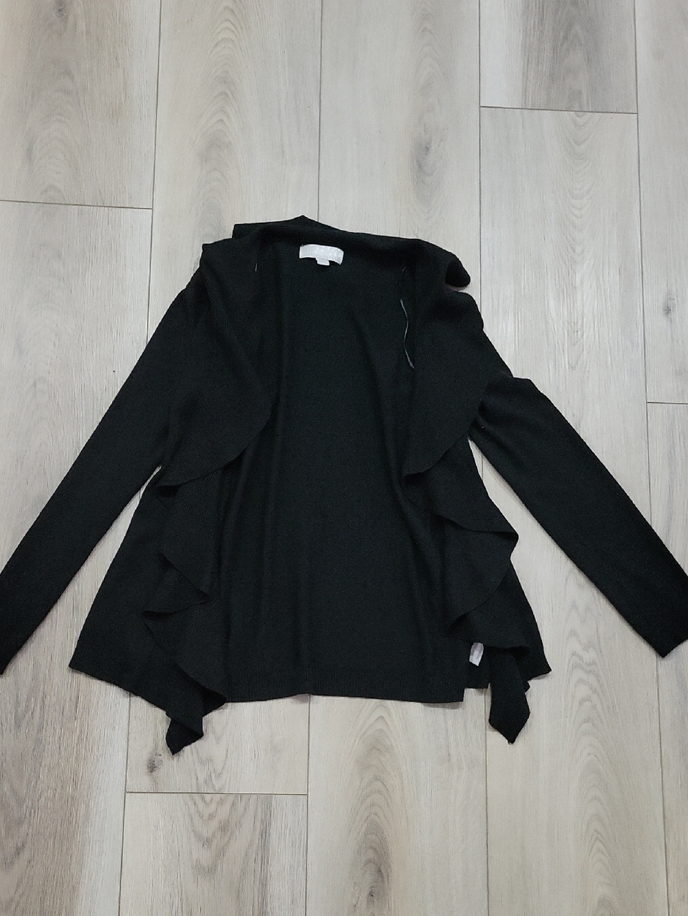 Carolyn Taylor Black Ruffle Front Women's Cardigan